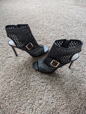 Vince Camuto Black Peep-toe Booties Women's 8.5